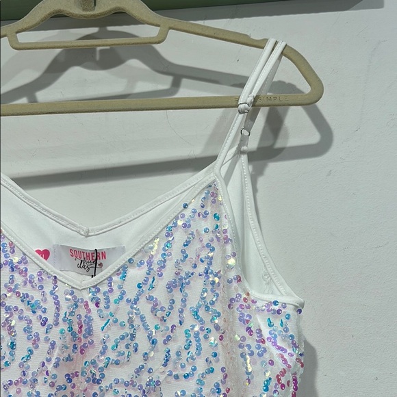 Southern fried chicken white Sequin Relaxed Camisole Tank top size xl new - Picture 3 of 6